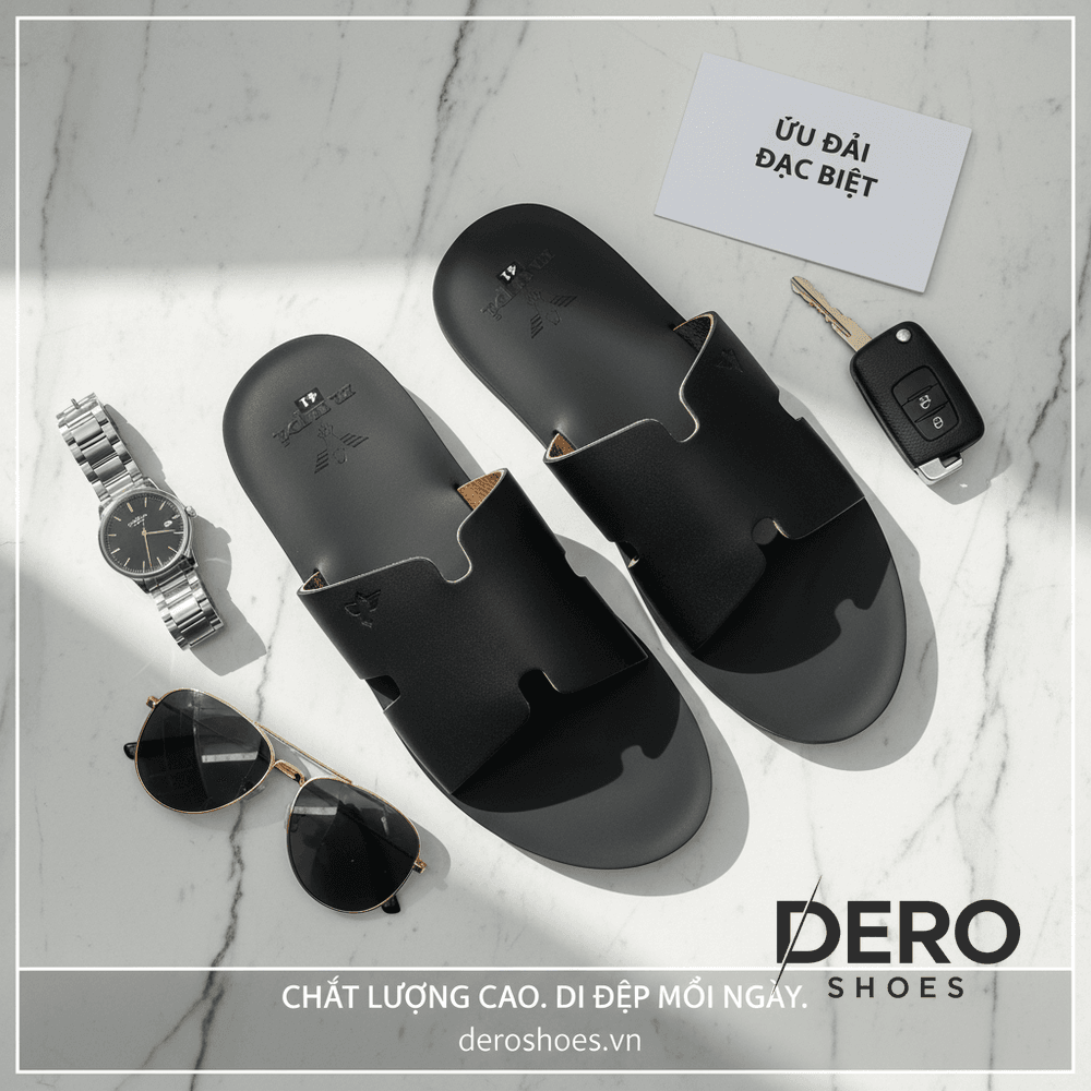 Dép da bò chữ H thời trang